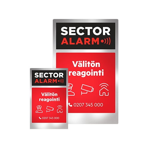 Sector Alarm hälytyskyltit ja -tarrat
