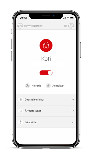 Hälytysjärjestelmää voi ohjata myös mobiilisovelluksella